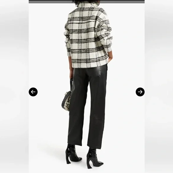 IRO Paris Bika Checked Wool-Blend Half-Zip Sweater Plaid NWT Size 38 - Picture 16 of 16